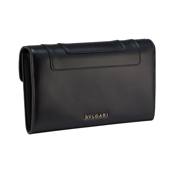 BVLGARI Calfskin Wallet Large Size Women's Black-1