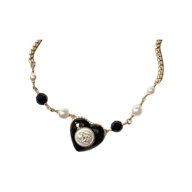 CHANEL Necklaces Women's Black/Gold-0