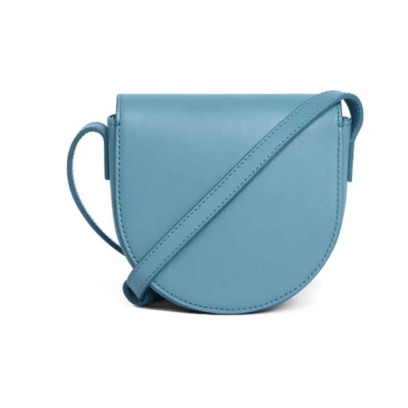 CELINE Besace Cow Leather Saddle Bag Messenger Bag Shoulder Bag Crossbody Bag Mini Women's Blue-2