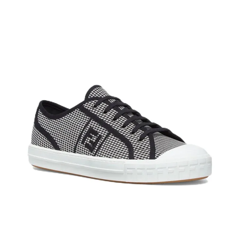 FENDI Domino Low Top Stylish Skateboarding Shoes Men's Black White-2