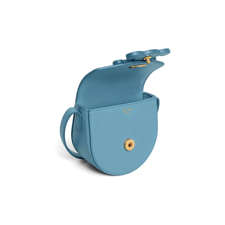 CELINE Besace Cow Leather Saddle Bag Messenger Bag Shoulder Bag Crossbody Bag Mini Women's Blue-3