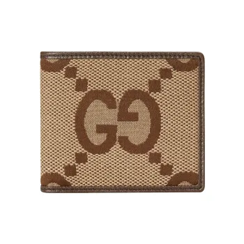 GUCCI Canvas With Leather Binding Canvas Bag Wallets Extra Large Men's Camel/Ebony