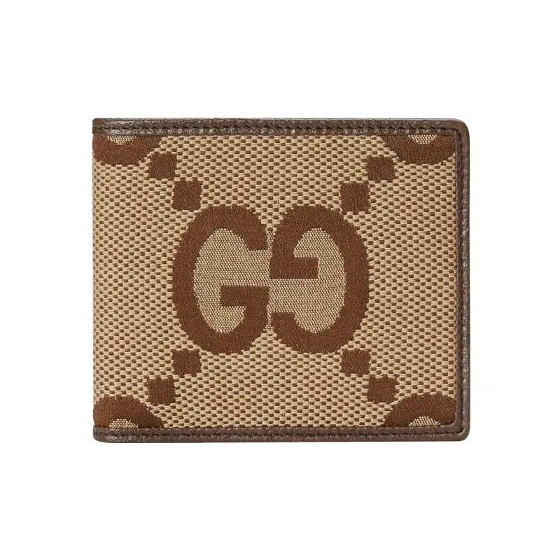 GUCCI Canvas With Leather Binding Canvas Bag Wallets Extra Large Men's Camel/Ebony-0