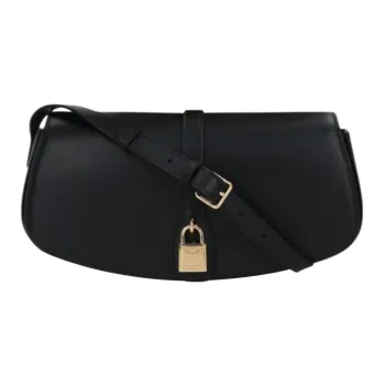 CELINE Tabou Smooth Cow Leather Shoulder Bag Crossbody Bag Handbag Large Size Women's Black
