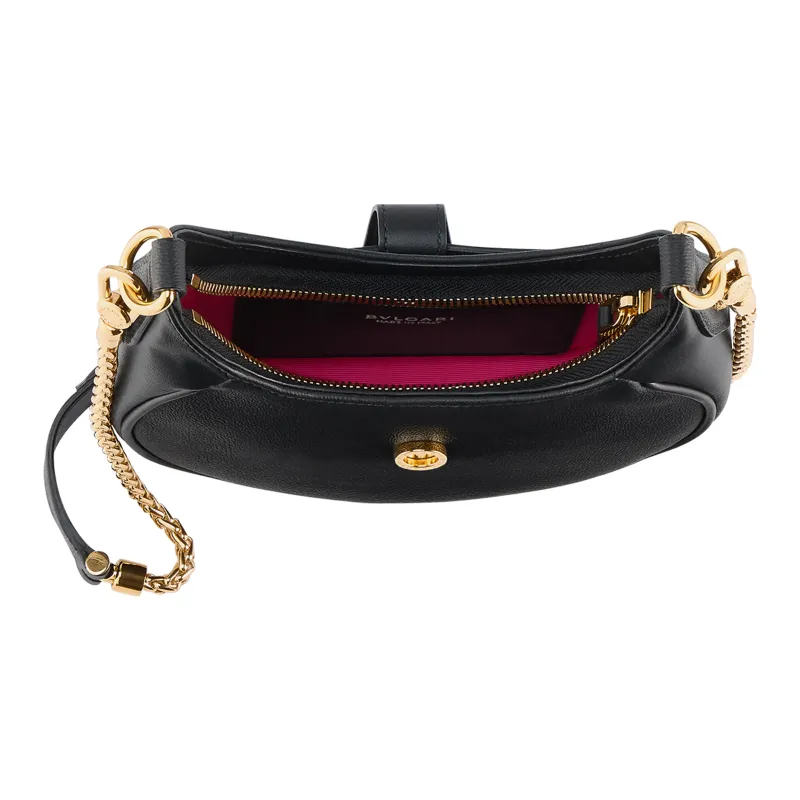 BVLGARI Serpenti Ellipse Grain Calfskin Shoulder Bag, Crossbody Bag, Handbag Small Size Women's Black-3
