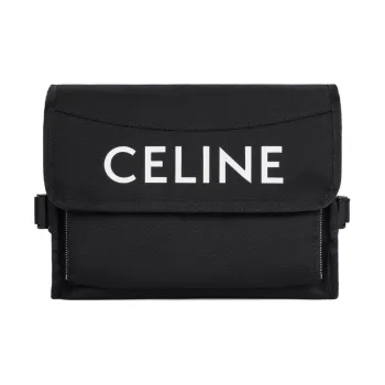 CELINE Fabric Polyamide Messenger Bag Crossbody Bag Shoulder Bag Men's Black