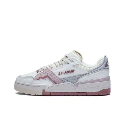 LiNing 001 Skateboard Shoes Women's Low-Top Off White/Oatmeal Gray/Dusty Pink Purple