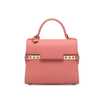 Delvau Tempête Calfskin Shoulder Bag Crossbody Bag Handbag Small Size Women's Pink