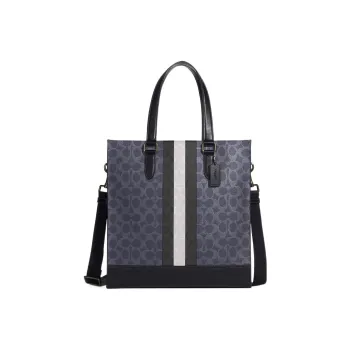 COACH Graham Calfskin With Canvas Shoulder Bag, Crossbody Bag, Handbag Large Size Men's Denim Blue