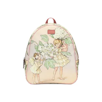 GUCCI Canvas Leather Trim Backpack For Kids' Light Pink Red/Multicolor