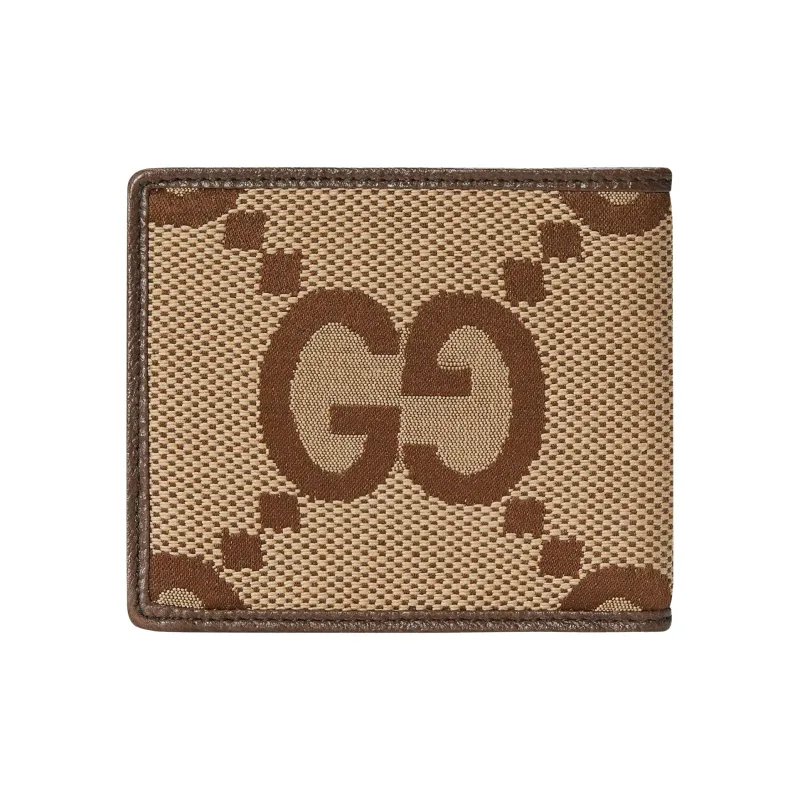 GUCCI Canvas With Leather Binding Canvas Bag Wallets Extra Large Men's Camel/Ebony-2