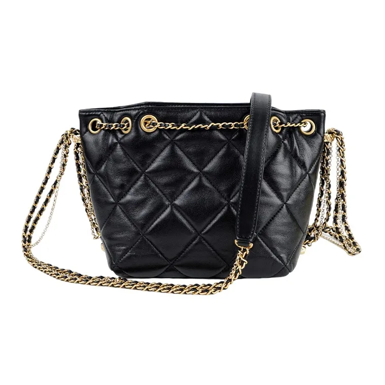 CHANEL Sheepskin Bucket Bag, Makeup Bag, Shoulder Bag, Crossbody Bag Women's Black-2