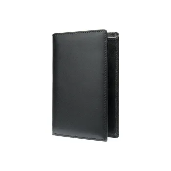 NOMK Top Grain Cow Leather Passport Holder Coin Purse Leather Clip Regular Men's Black
