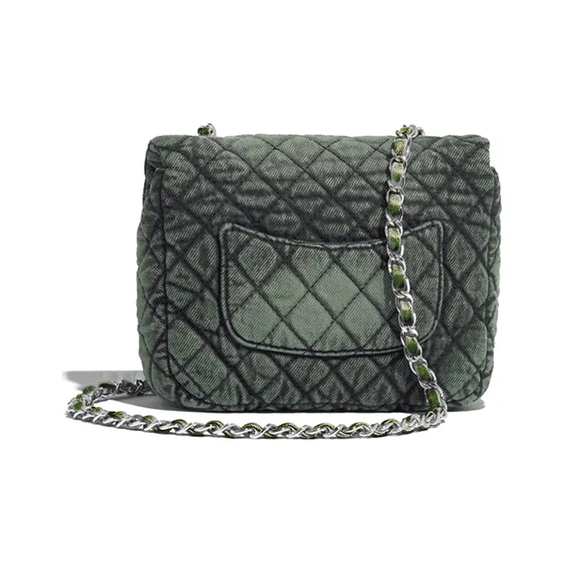 CHANEL Denim Trim Mini Square Flap Bag, Crossbody Bag Women's Jasper-1
