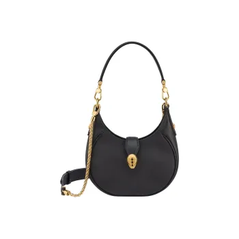 BVLGARI Serpenti Ellipse Grain Calfskin Shoulder Bag, Crossbody Bag, Handbag Small Size Women's Black