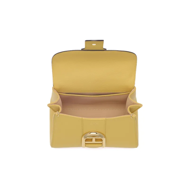 Delvau Brillant Calfskin Shoulder Bag Crossbody Bag Handbags Mini Women's Yellow-3