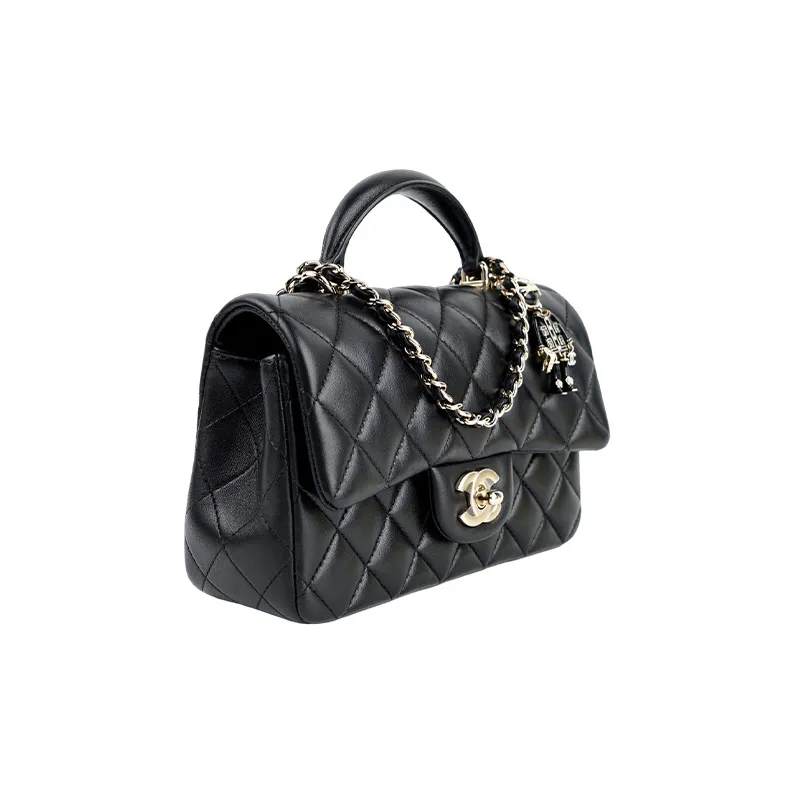 CHANEL Classic Flap CF22SS Spring And Summer Lambskin Flap Bag, Shoulder Bag, Crossbody Bag, Handbag Mini Women's Black-1