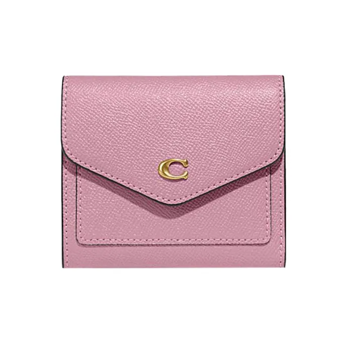 COACH Wyn Split Cow Leather Card Holder Document Wallet Wallet Small Size Women's Pink-0