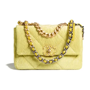 CHANEL 19Bag Corduroy Handbag, Shoulder Bag, Crossbody Bag Women's Light Green