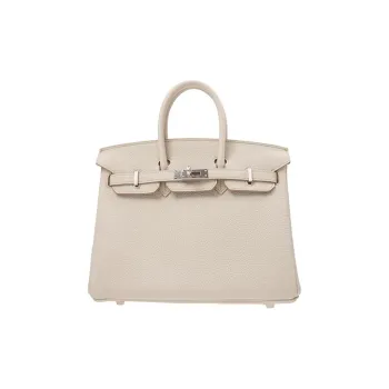HERMES Togo Calfskin Birkin Bag Handbags Women's 8L Beton Glacier White