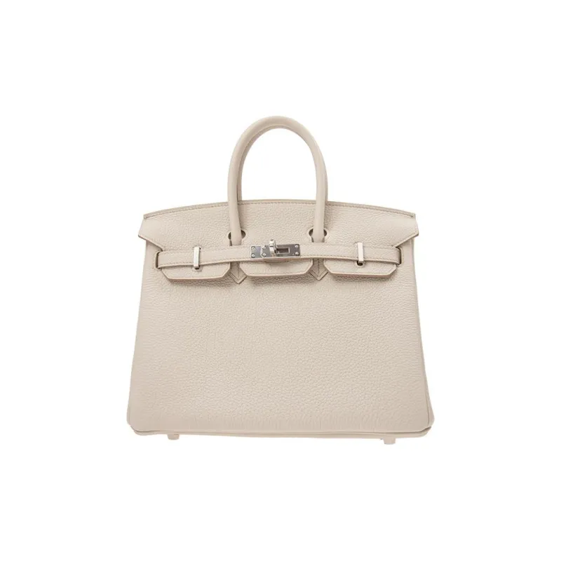 HERMES Togo Calfskin Birkin Bag Handbag Women's 8L Beton Glacier White-0