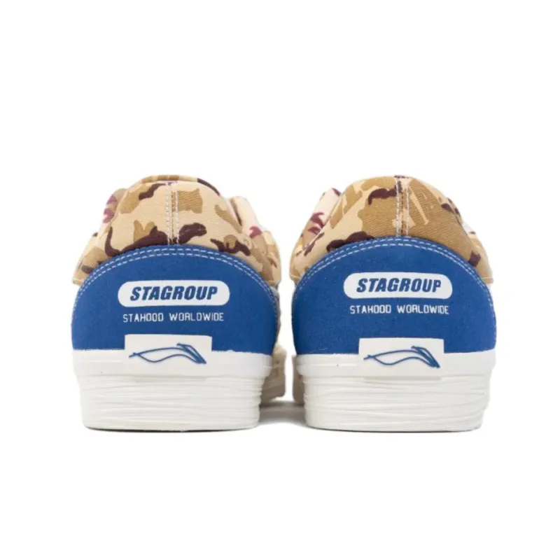 STA x LiNing 50/50 Low Top Skateboard Shoes Men's White Brown Blue Limited Special Edition-3