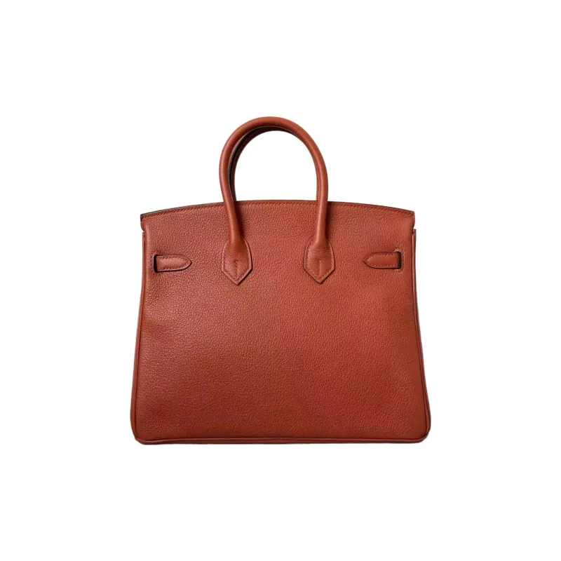 HERMES Birkin Leather Birkin Bag Handbags Women's 6C Pumpkin Color Inner Spelling Sapphire Blue-4