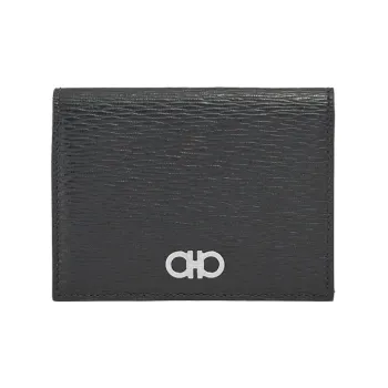 FERRAGAMO Calfskin Card Holder Card Holder Men's Black/Red