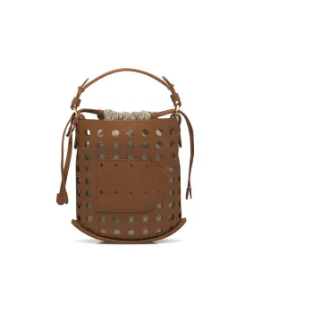 Delvau Pin Calfskin Handbag Shoulder Bag Crossbody Bag Mini Women's Brown