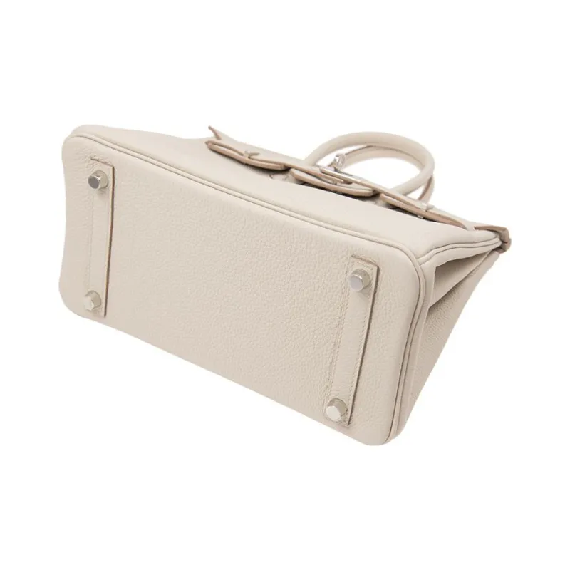 HERMES Togo Calfskin Birkin Bag Handbag Women's 8L Beton Glacier White-3
