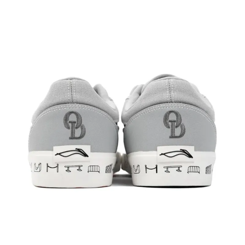 LiNing 50/50 Anti Slip And Wear Resistant Lightweight Low Top Skateboard Shoes Men's Gray White Limited Special Edition-2