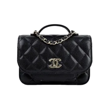 CHANEL Grained Embossed Cow Leather Messenger Bag Crossbody Bag Shoulder Bag Regular Women's Black