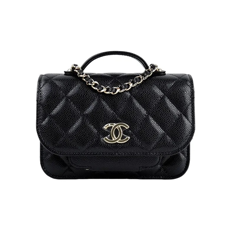 CHANEL Grain Embossed Litchi Grain Cow Leather Messenger Bag, Crossbody Bag, Shoulder Bag Regular Women's Black-0