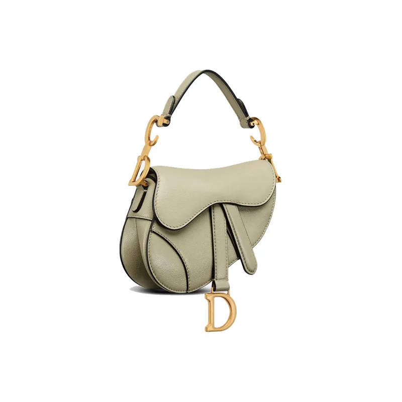 DIOR Saddle Sheepskin Saddle Bag, Shoulder Bag, Crossbody Bag, Handbag Extra Mini Women's Gray Green-1