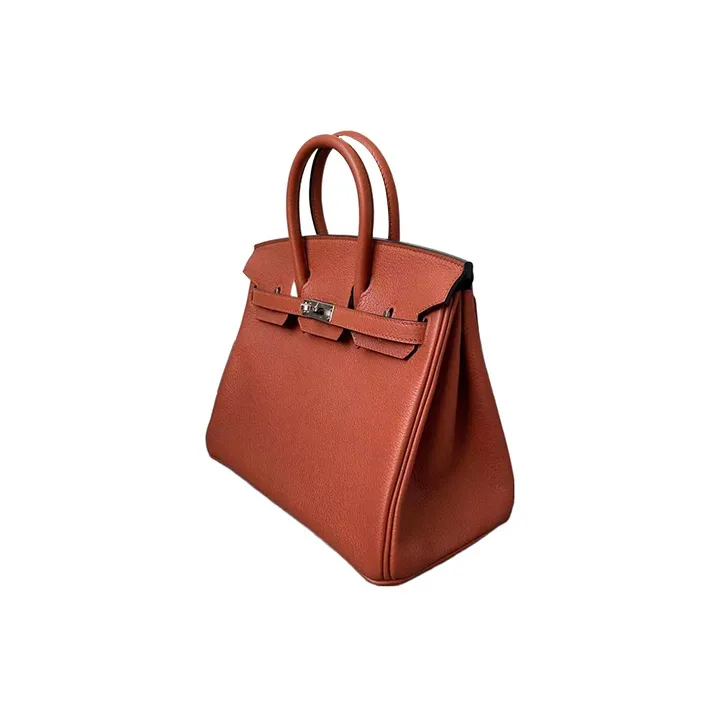 HERMES Birkin Leather Birkin Bag Handbags Women's 6C Pumpkin Color Inner Spelling Sapphire Blue-2