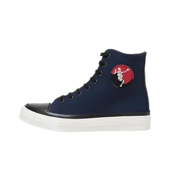Alexander McQueen Skeleton Patch High top Sneakers 'Navy White'