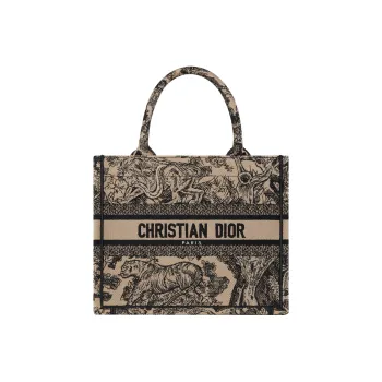DIOR BookTote Embroidery Tote Bag, Shopping Bag, Handbag Trumpets Women's Brown