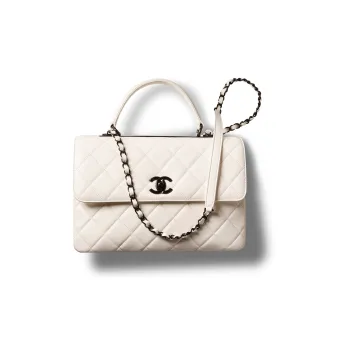 CHANEL Trendy Cc Sheepskin Flap Bag Handbag Tubas Women's Black/White