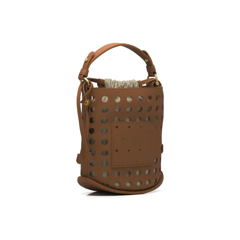 Delvau Pin Calfskin Handbag Shoulder Bag Crossbody Bag Mini Women's Brown-2