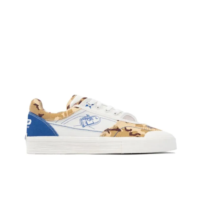 STA x LiNing 50/50 Low Top Skateboard Shoes Men's White Brown Blue Limited Special Edition-1