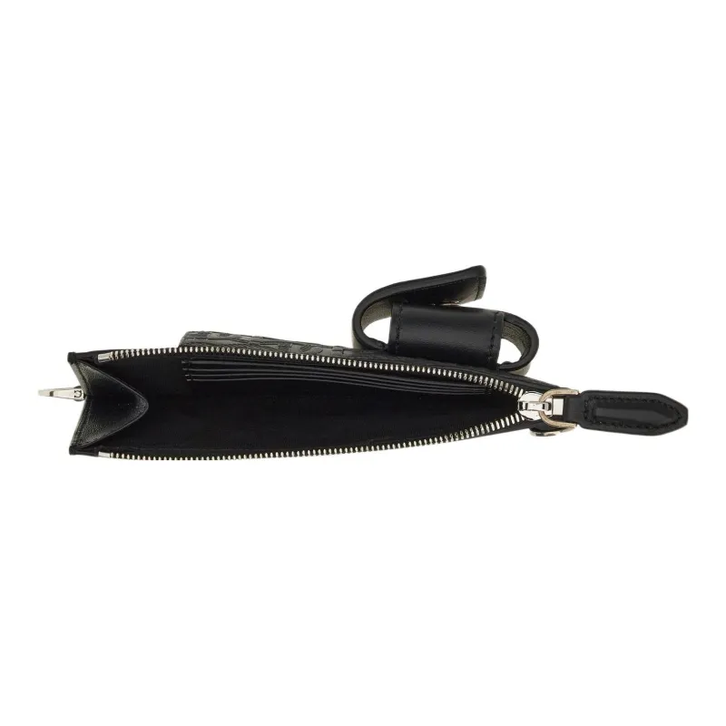 FERRAGAMO Travel EmbossedGANCINI Embossed Leather Handheld Shoulder Bag, Crossbody Bag, Cell Phone Pouch Men's Black-3