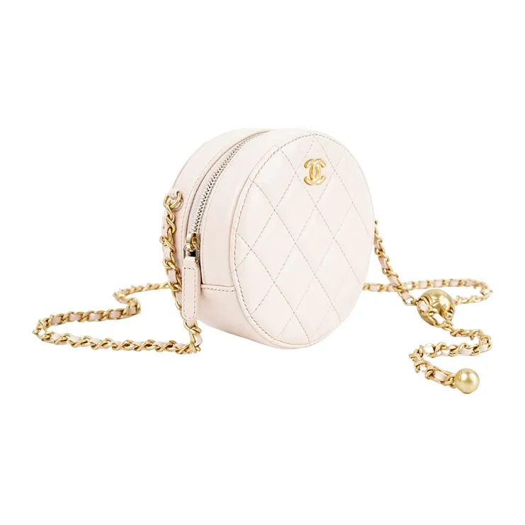 CHANEL Sheepskin Shoulder Bag, Crossbody Bag Women's Milk Tea-1