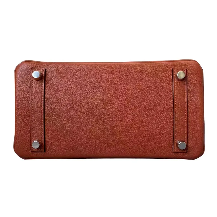 HERMES Birkin Leather Birkin Bag Handbags Women's 6C Pumpkin Color Inner Spelling Sapphire Blue-6