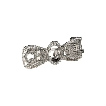 CHANEL 2000s Cc Rhinestone embellished Bow Brooch