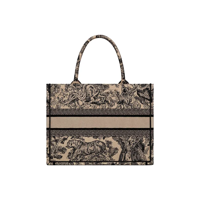 DIOR BookTote Embroidery Tote Bag Shopping Bag Handbag Medium Size Women's Brown-2