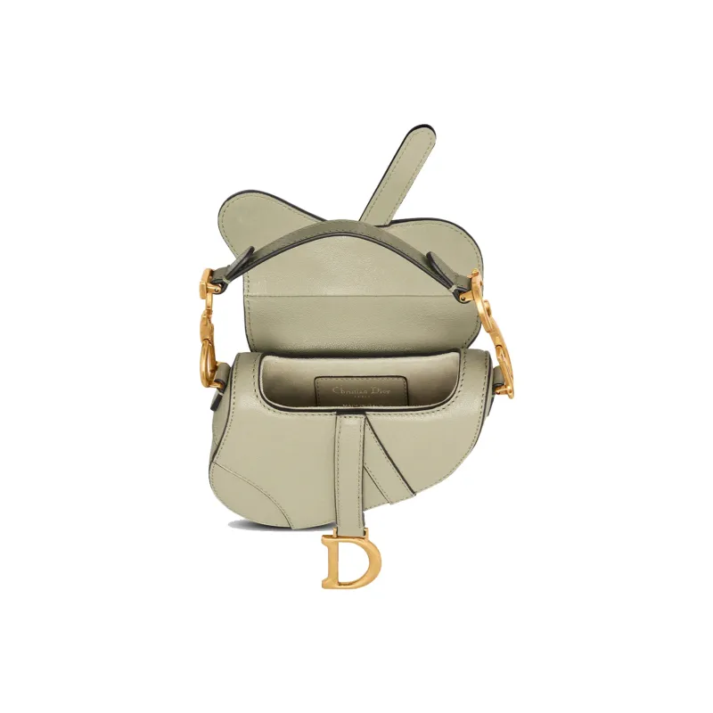 DIOR Saddle Sheepskin Saddle Bag, Shoulder Bag, Crossbody Bag, Handbag Extra Mini Women's Gray Green-3