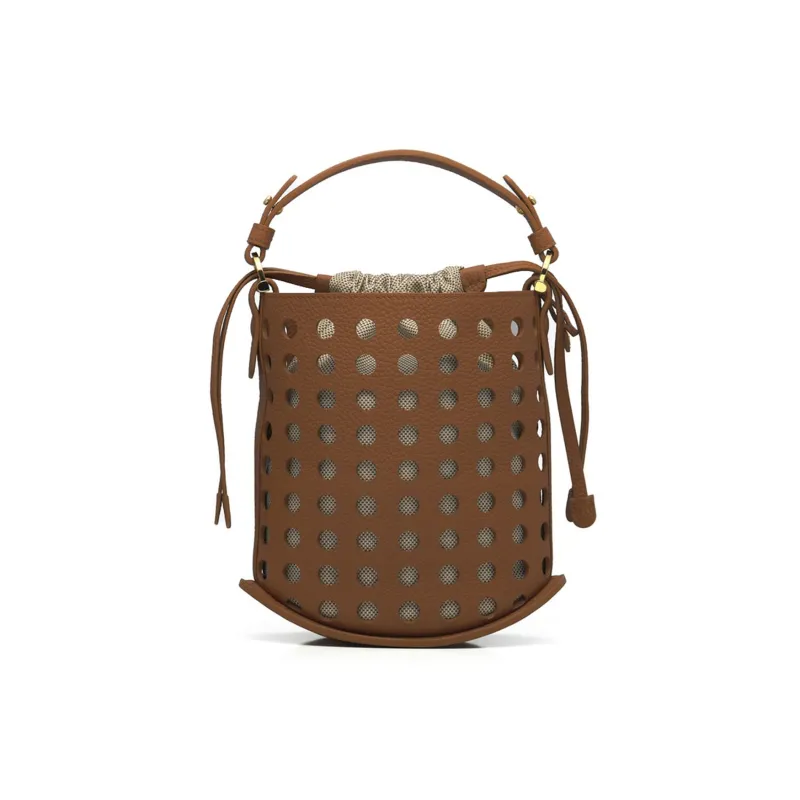 Delvau Pin Calfskin Handbag Shoulder Bag Crossbody Bag Mini Women's Brown-3