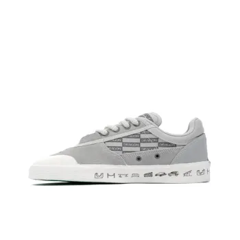 LiNing 50/50 Anti Slip And Wear Resistant Lightweight Low Top Skateboard Shoes Men's Gray White Limited Special Edition