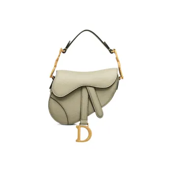 DIOR Saddle Sheepskin Saddle Bag, Shoulder Bag, Crossbody Bag, Handbag Extra Mini Women's Gray Green