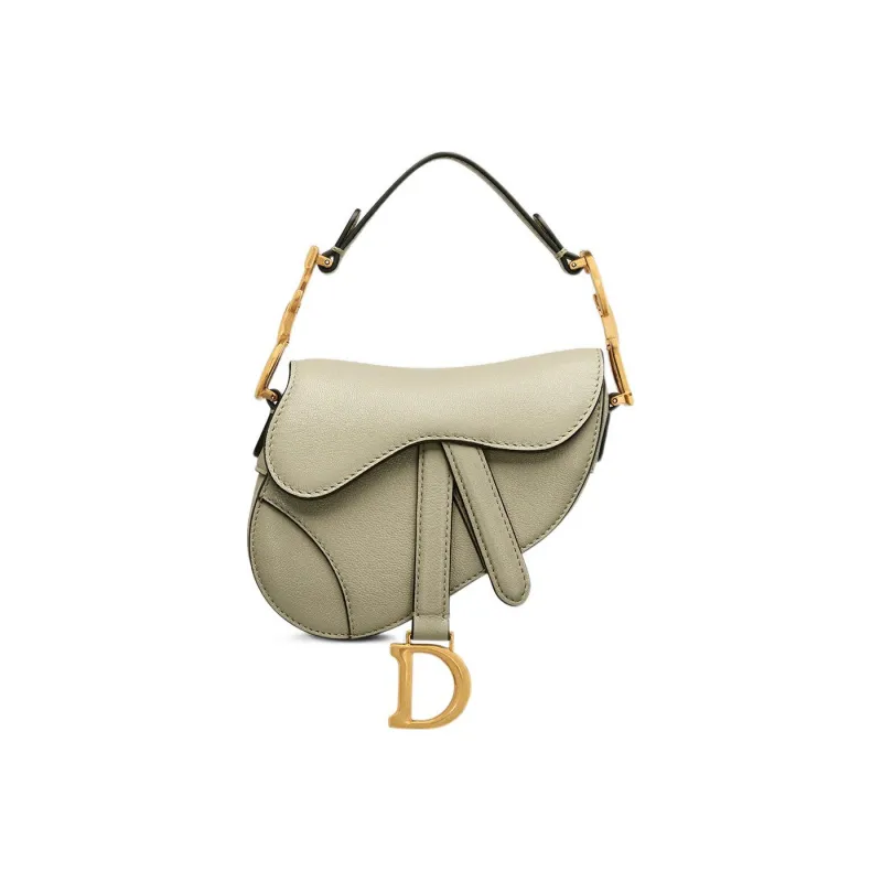 DIOR Saddle Sheepskin Saddle Bag, Shoulder Bag, Crossbody Bag, Handbag Extra Mini Women's Gray Green-0
